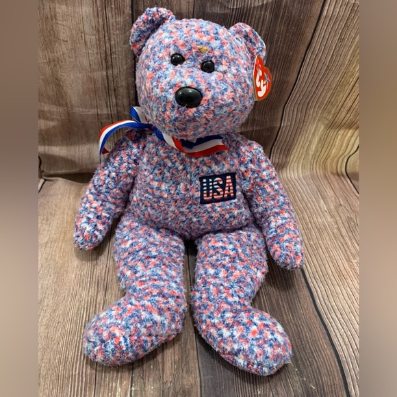 July 4, 2000 Ty Beanie Babies USA Bear Red White and Blue...